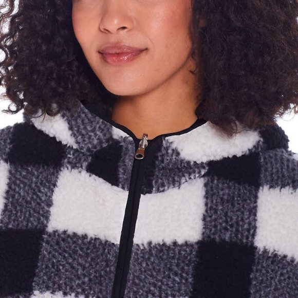 🎈SALE WEATHERPROOF Ladies Reversible ULTRA SOFT Hooded Plush Fleece Jacket NEW - Picture 6 of 8